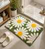 Green Floral Microfibre 24X16 Inches Anti-Skid Bath Mat