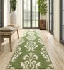 Green Moroccan and Tribal Wool 2'6 ft X 8 ft Flat Weaves Runner