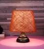 Green Natural Fiber Shade Table Lamp With Black Base