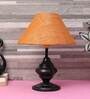 Green Natural Fiber Shade Table Lamp With Black Base