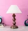 Green Natural Fiber Shade Table Lamp With Copper Base
