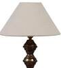 Green Natural Fiber Shade Table Lamp With Copper Base
