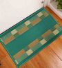 Green Geometric Polyester 28 x 18 Inches Anti Skid Door Mat