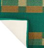 Green Geometric Polyester 28 x 18 Inches Anti Skid Door Mat