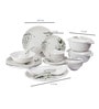 Flora 33 Pcs White & Grey Melamine Dinnerware Set