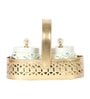 Green Peacock Print Jars WIth basket Set of 2