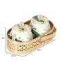 Green Peacock Print Jars WIth basket Set of 2