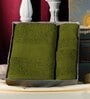 Green Plain TC Cotton 1 Bath Towel with 2 Hand Towel and 1 Box