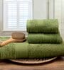Green Plain TC Cotton 1 Bath Towel with 2 Hand Towel and 1 Box