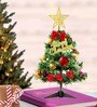 Green Plastic 1 Feet Artificial Xmas Tree With 40 Ornaments