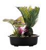 Green Plastic & Polyester Sago Palm & Cactii Plant with Black Oval Shape Pot