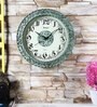 Green Plastic Antique Wooden Look Analog Wall Clock