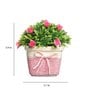 Green Plastic Pink Roses Artificial Plant with Pot