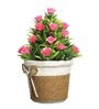 Green Plastic Pink Roses Artificial Plant with Pot
