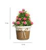 Green Plastic Pink Roses Artificial Plant with Pot