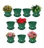 Green Plastic Round Shape Planter Set Of (10)