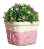 Plastic Green Small Pink Flowers With Pot Artificial Plants