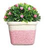 Plastic Green Small Pink Flowers With Pot Artificial Plants