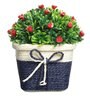 Green Plastic Small Red Flowers Artificial Plant with Pot