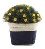 Green Plastic Yellow Flowers Artificial Plant with Pot