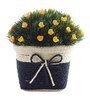 Green Plastic Yellow Flowers Artificial Plant with Pot