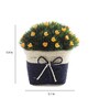 Green Plastic Yellow Flowers Artificial Plant with Pot