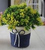 Green Plastic Yellow Leaves Artificial Plant with Pot