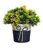 Green Plastic Yellow Leaves Artificial Plant with Pot