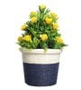 Plastic Green Yellow Roses With Pot Artificial Plants