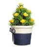 Plastic Green Yellow Roses With Pot Artificial Plants