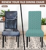 Green Polycotton Brick Printed 14x18 Inches Chair Covers  (1 piece)