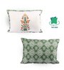 Green Polycotton Floral 12x18 inches Cushion Covers (Pack of 2)