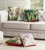 Green Floral Leaf Poly Cotton 16 x 16 Inches Cushion Covers (Set of 5)