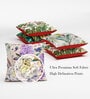 Green Floral Leaf Poly Cotton 16 x 16 Inches Cushion Covers (Set of 5)