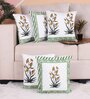 Green Polycotton Floral 16x16 inches Cushion Covers (Pack of 5)
