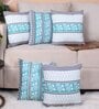 Green Polycotton Floral 16x16 inches Cushion Covers (Pack of 5)