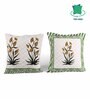 Green Polycotton Floral 16x16 inches Cushion Covers (Pack of 5)