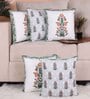 Green Polycotton Floral 16x16 inches Cushion Covers (Pack of 5)