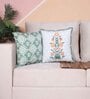 Green Polycotton Floral 24x24 inches Cushion Covers (Pack of 2)