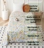 Blue Polycotton Floral 300 GSM Single Bed Reversible Quilted Comforter