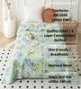 Green Polycotton Floral 300 GSM Single Bed Reversible Quilted Comforter