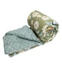 Green Polycotton Floral 350 GSM Double Bed Reversible Quilted Comforter