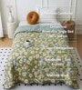 Green Polycotton Floral 350 GSM Single Bed Reversible Quilted Comforter