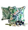 Green Floral Poly Cotton 16 x 16 Inches Cushion Covers (Set of 2)