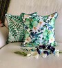 Green Floral Poly Cotton 16 x 16 Inches Cushion Covers (Set of 2)