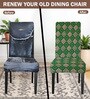 Green Polycotton Geometric 14x18 Inches Chair Covers  (1 piece)