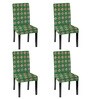 Green Polycotton Geometric 14x18 Inches Chair Covers  (4 pieces)