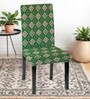 Green Polycotton Geometric 14x18 Inches Chair Covers  (4 pieces)