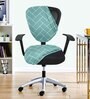Green Polycotton Geometric 18 x 18 Inches Elastic Stretchable Office Chair Covers (2 Pcs Seat and Back)