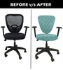Green Polycotton Geometric 18 x 18 Inches Elastic Stretchable Office Chair Covers (2 Pcs Seat and Back)